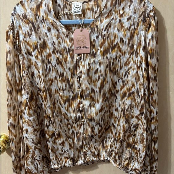 Grace + Emma Women’s Groovy Baby Blouse Cropped Office Career Size 3XL NWT - Picture 1 of 9